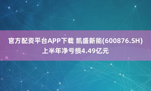 官方配资平台APP下载 凯盛新能(600876.SH)上半年净亏损4.49亿元